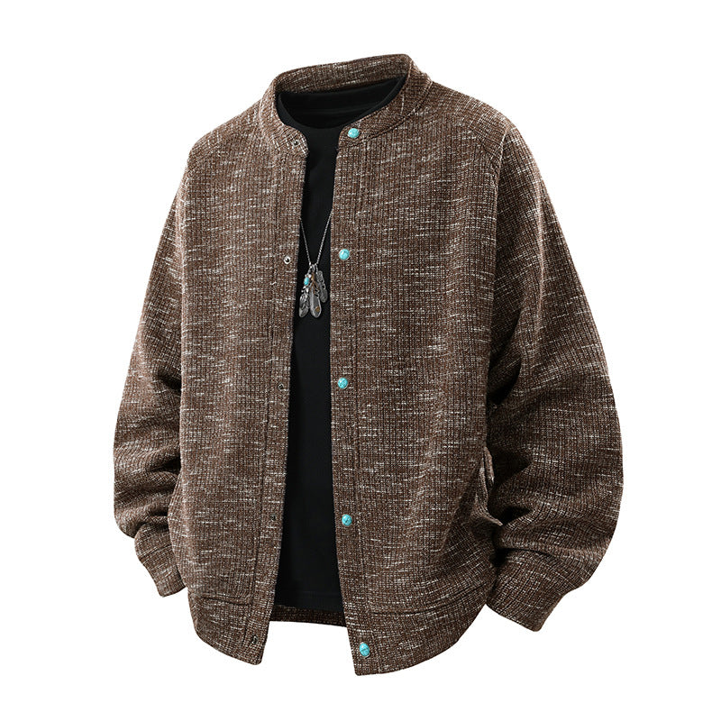 Herren Oversize-Strickbomberjacke mit Stehkragen und Druckknopfverschluss Echo Archiv