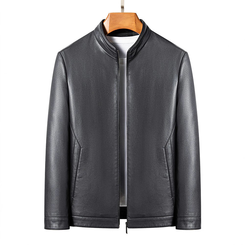 Herren lässige Kunstlederjacke mit modernem Stehkragen und eleganten Details Echoarchiv