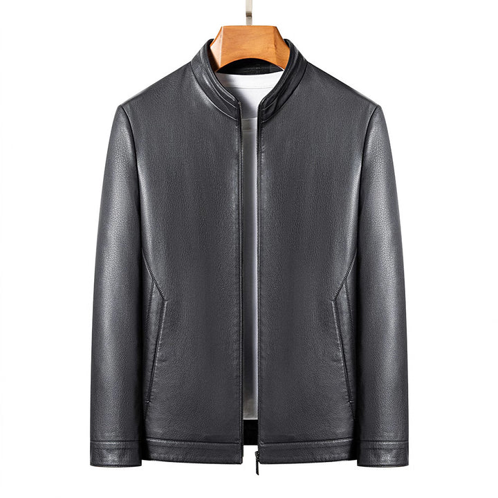 Herren lässige Kunstlederjacke mit modernem Stehkragen und eleganten Details Echoarchiv