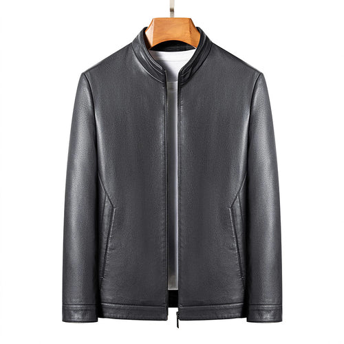 Herren lässige Kunstlederjacke mit modernem Stehkragen und eleganten Details Echoarchiv