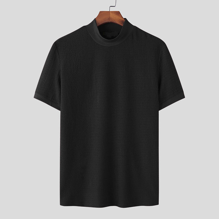 Herren nan Kurzarm Feinstrickshirt mit Stehkragen Echo Archiv