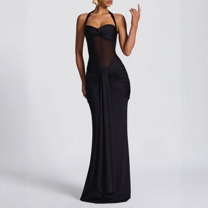 Damen Elegantes Maxikleid mit Raffhalterung und figurformenden Details Echo Archiv