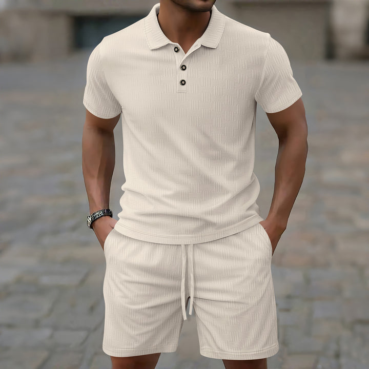 Herren modernes Kurzarm Poloshirt und Shorts-Set Echoarchiv