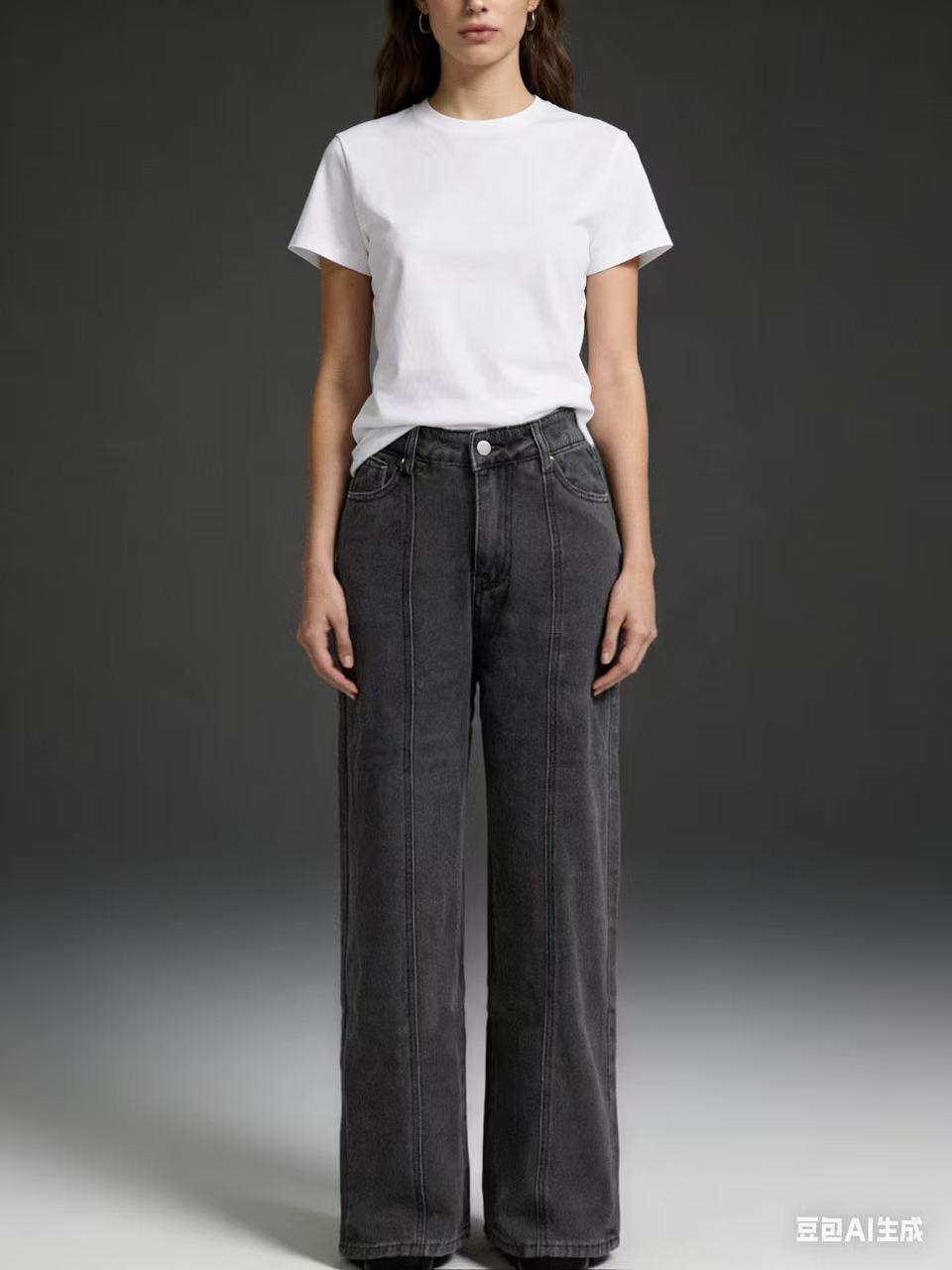 Damen Hoch taillierte weite Jeans mit raffinierten Nahtdetails Echo Archiv