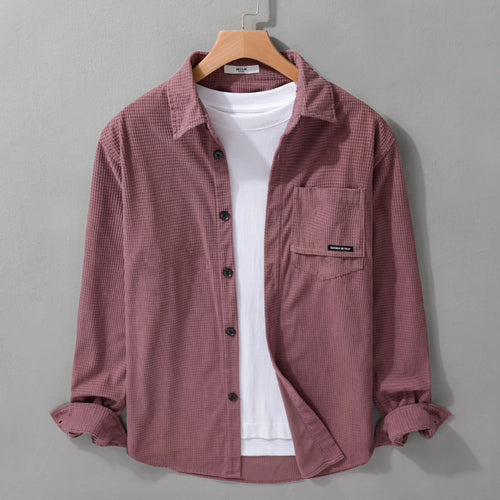 Herren Texturiertes Hemd-Overshirt mit Brusttasche, Knopfleiste und Waffelstruktur Echoarchiv