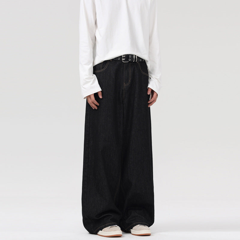 Herren Ultraweite Denim‑Palazzo‑Hose mit geradem Bein und Clean‑Minimal Silhouette Echo Archiv