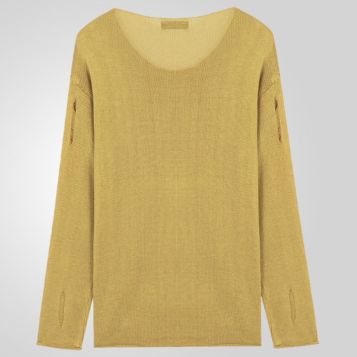 Herren Stylischer Rundhals Pullover mit ausgefransten Details Echoarchiv