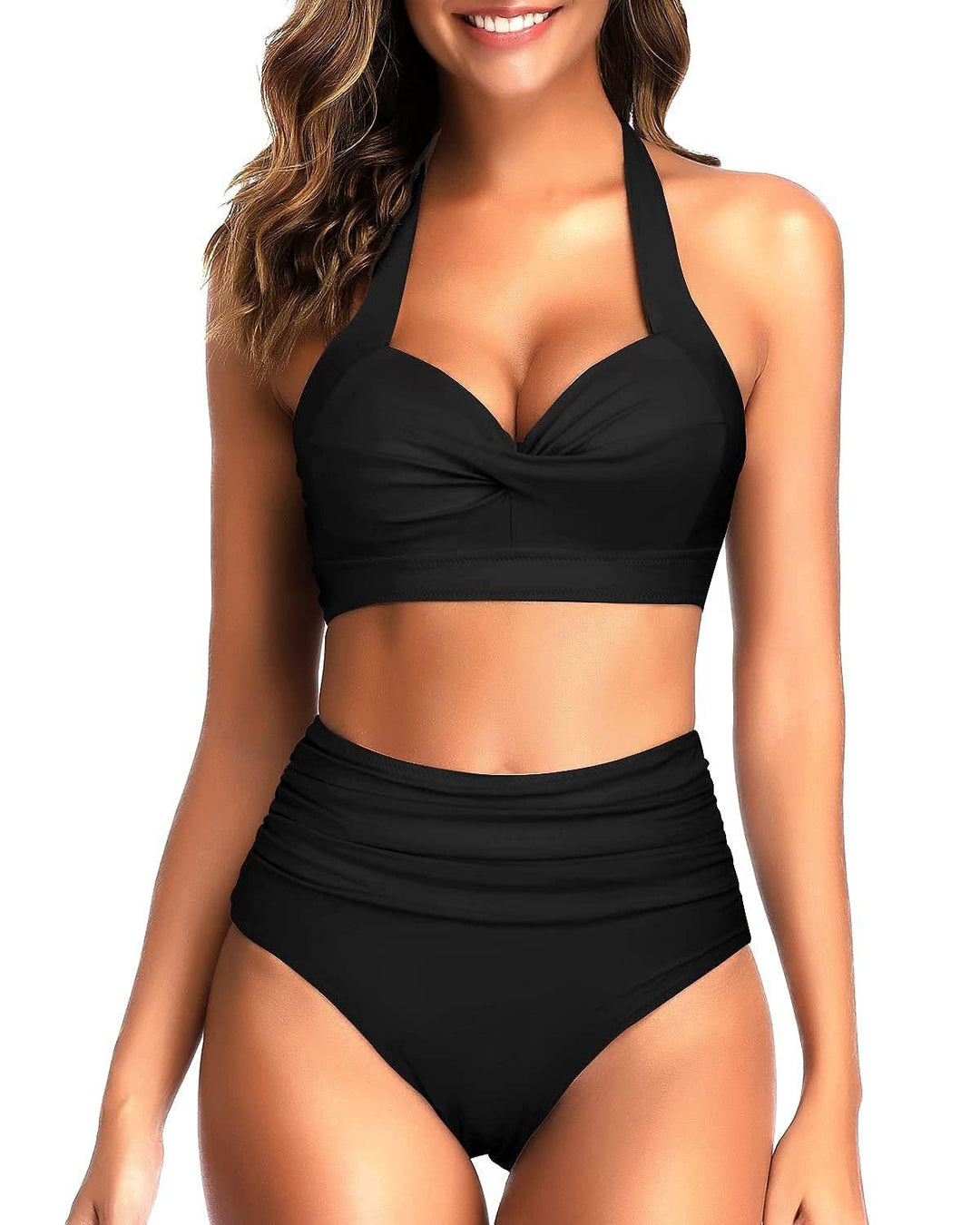 Damen Hoch tailliertes Bikini-Set mit modischem Tankini-Oberteil Echo Archiv