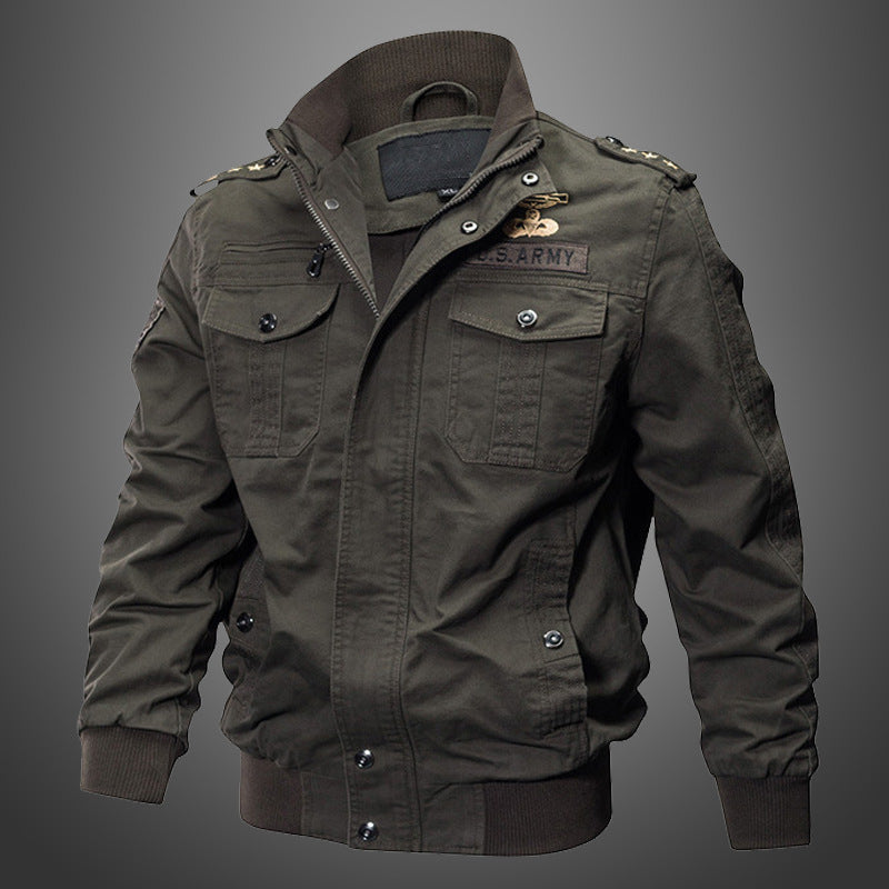 Herren Kurzblouson Canvas-Fieldjacke mit Schulterepauletten, Brustpattentaschen und geripptem Saum Echoarchiv