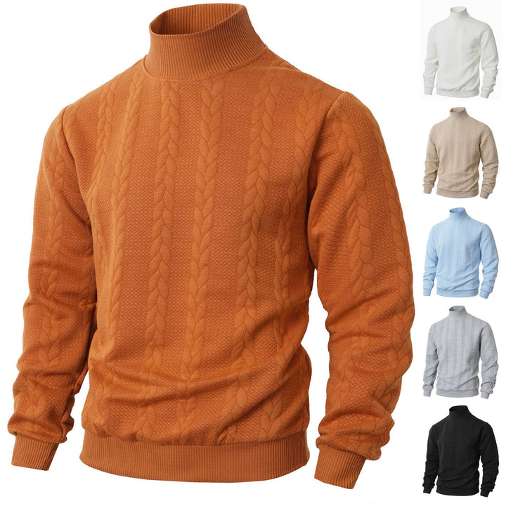 Herren Eleganter Rollkragenpullover mit strukturiertem Muster Echoarchiv