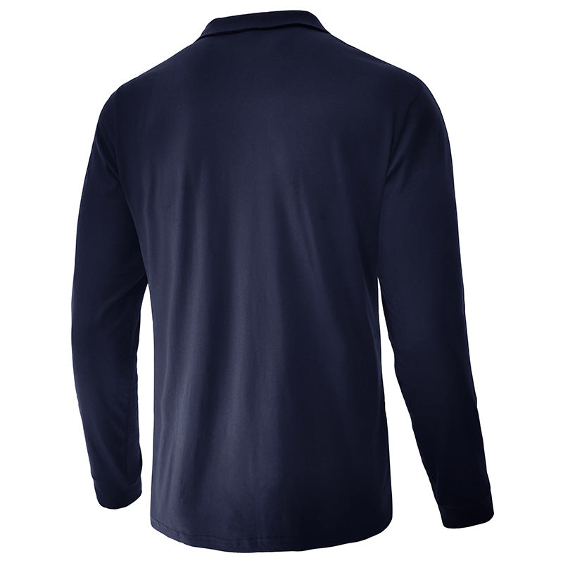 Herren Langarm Poloshirt mit modernem Reißverschluss und Farbakzent Echoarchiv