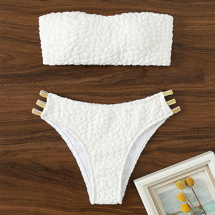 Damen Bandeau-Bikini mit modischem Quellmuster und eleganten Verzierungen Echo Archiv
