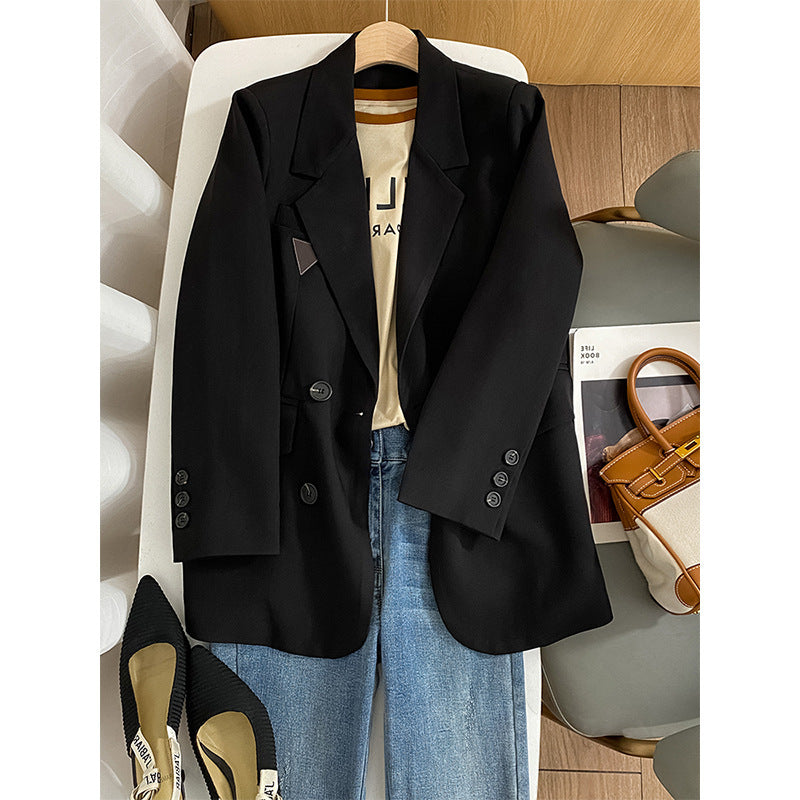 Damen Modischer Doppelreiher Blazer mit Taillengürtel Echoarchiv