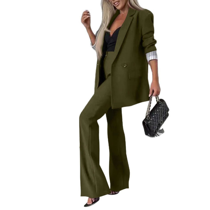 Damen elegantes und modernes Anzug-Set mit weitem Hosenbein und tailliertem Blazer Echoarchiv