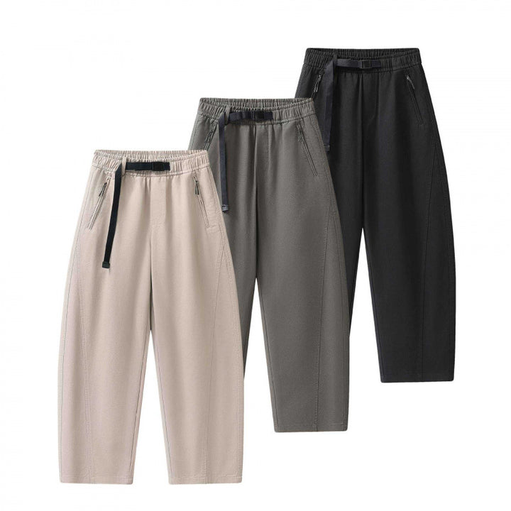 Unisex Weite knöchellange Cargo-Hose im Relaxed-Fit mit elastischem Tunnelzugbund und Reißverschlusstaschen Echo Archiv