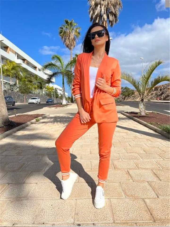 Damen nan sportlich-elegantes Blazer-Jogginghose Zweiteiler mit elastischem Bund und Bündchen Echo Archiv