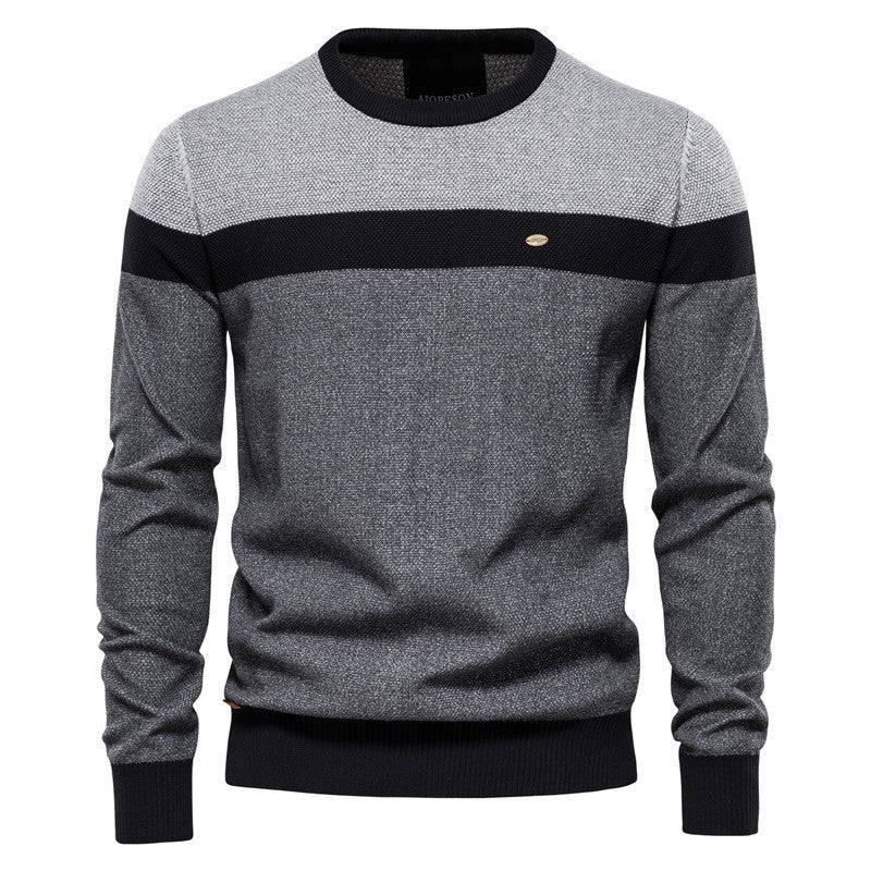 Herren Strickpullover mit modernem Farbblockdesign und feiner Struktur Echoarchiv