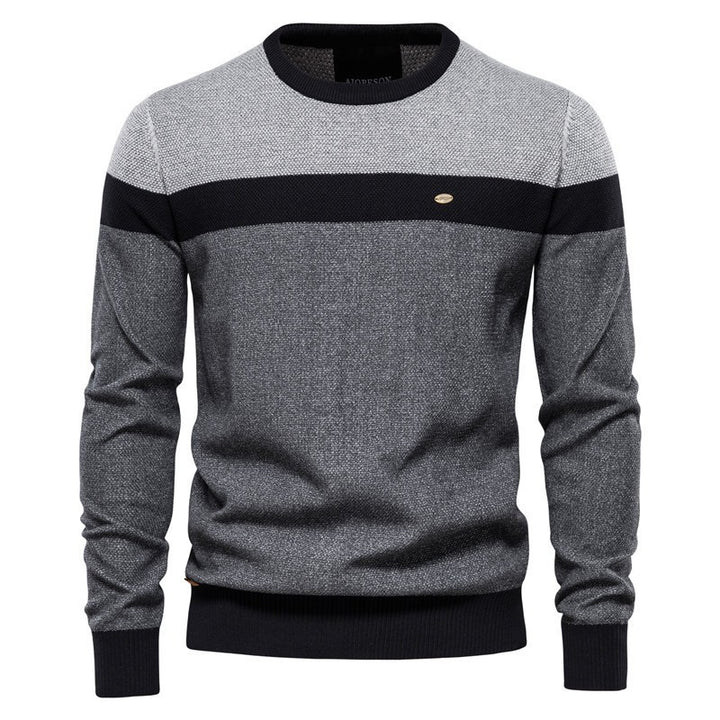Herren Strickpullover mit modernem Farbblockdesign und feiner Struktur Echoarchiv