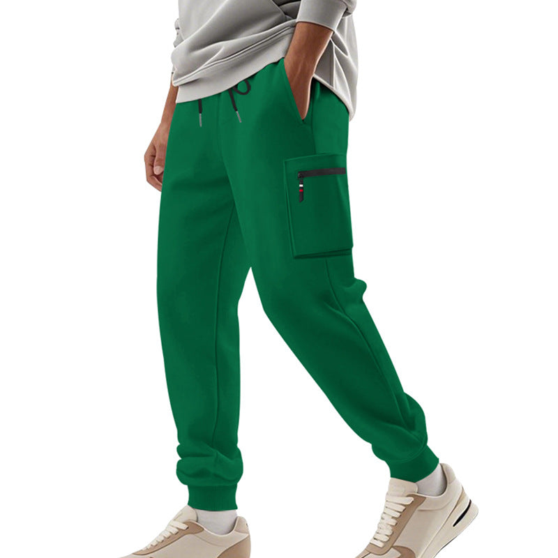 Herren Cargo-Jogginghose mit Reißverschluss-Cargotasche, elastischem Bund und geripptem Saum – Bravaro