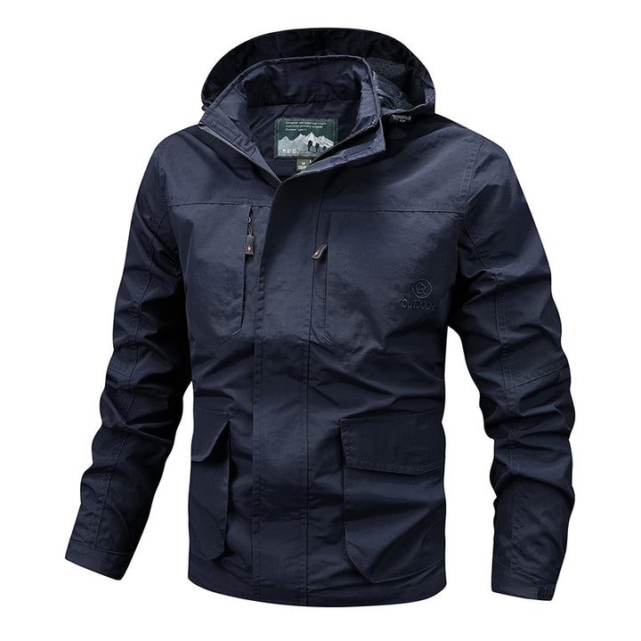 Herren Technische leichte Outdoorjacke mit Kapuze wasserabweisend und Multifunktionstaschen Echo Archiv