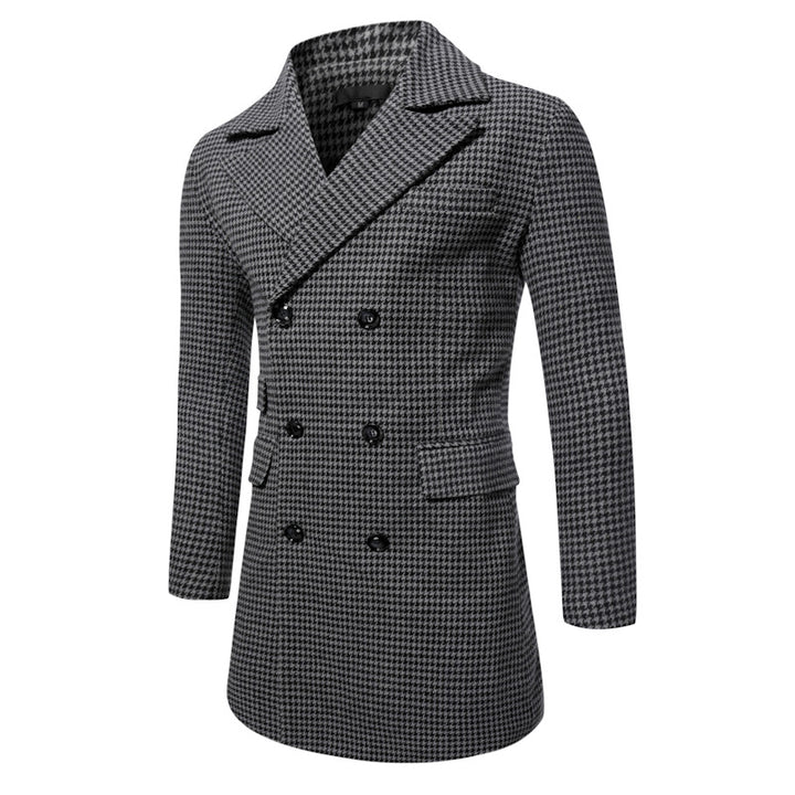 Herren eleganter Karoblazer mit doppelter Knopfleiste und stylischem Innenfutter Echoarchiv