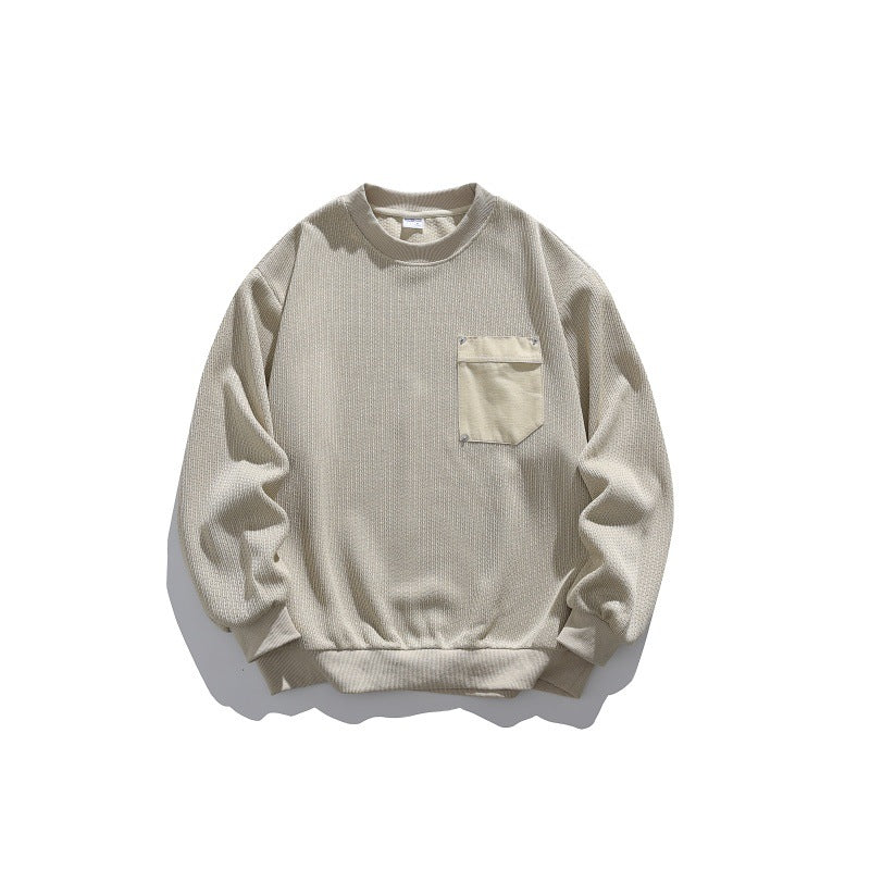Unisex Waffelstruktur-Sweatshirt mit Brusttasche und elastischem Saum Echoarchiv