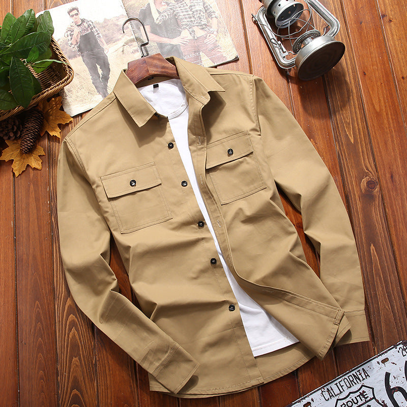Herren Baumwollmix‑Hemdjacke im Utility‑Look mit Brustpattentaschen – Taviero