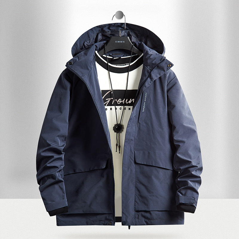 Herren wasserdichte Stadt-Outdoorjacke mit Kapuze, verdecktem Reißverschluss und Cargo-Taschen Echo Archiv