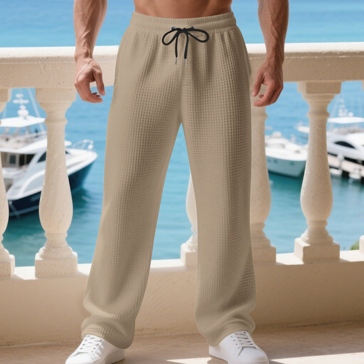 Herren nan Waffelpiqué-Loungehose mit elastischem Tunnelzugbund und geradem Bein Echo Archiv
