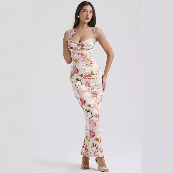 Damen Blumenkleid mit tailliertem Oberteil und schwingendem Saum Echo Archiv