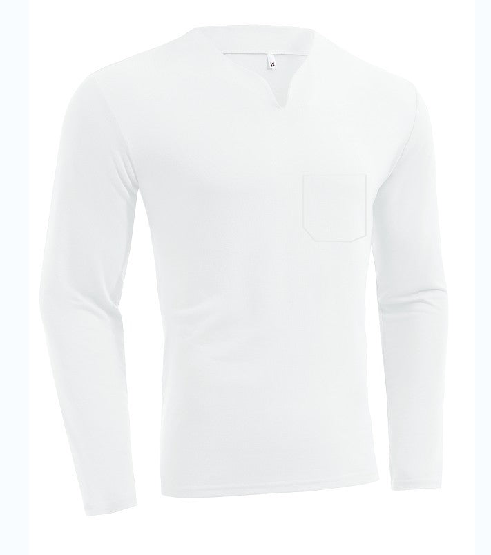 Herren nan Langarmshirt mit V-Ausschnitt Slim Fit Baumwollmix und elastischem Komfortbund Echo Archiv