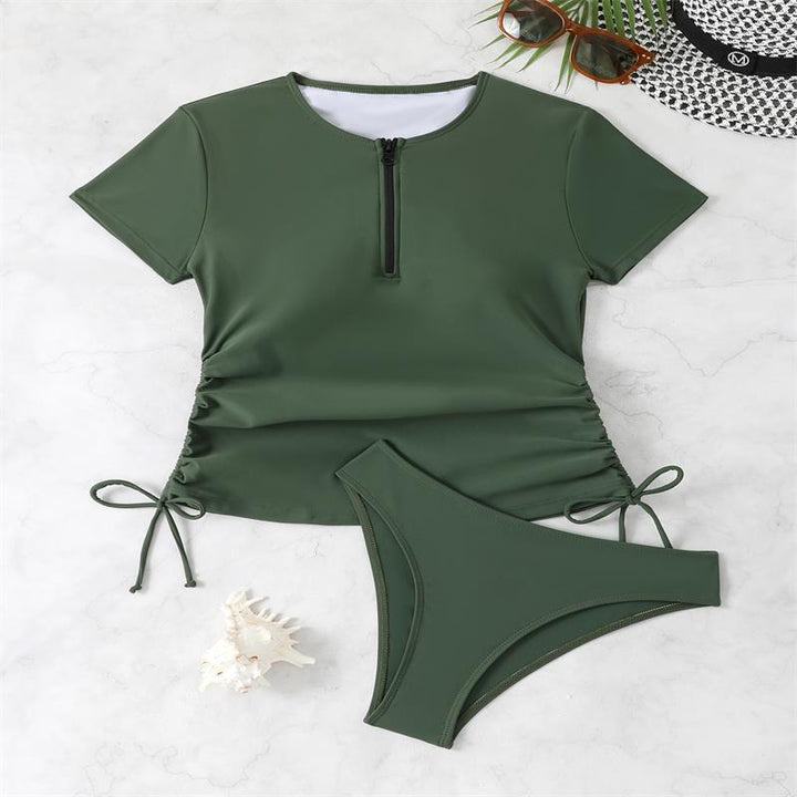 Damen Rashguard-Bikini-Set mit kurzem Arm und verstellbarem Kordelzug Echo Archiv