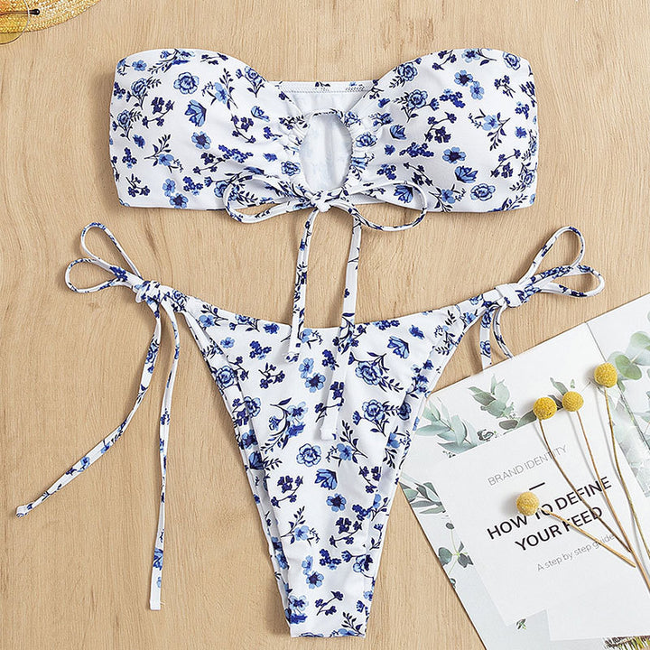 Damen Bandeau-Bikini mit floralem Cut-Out-Design und verstellbaren Trägern Echo Archiv