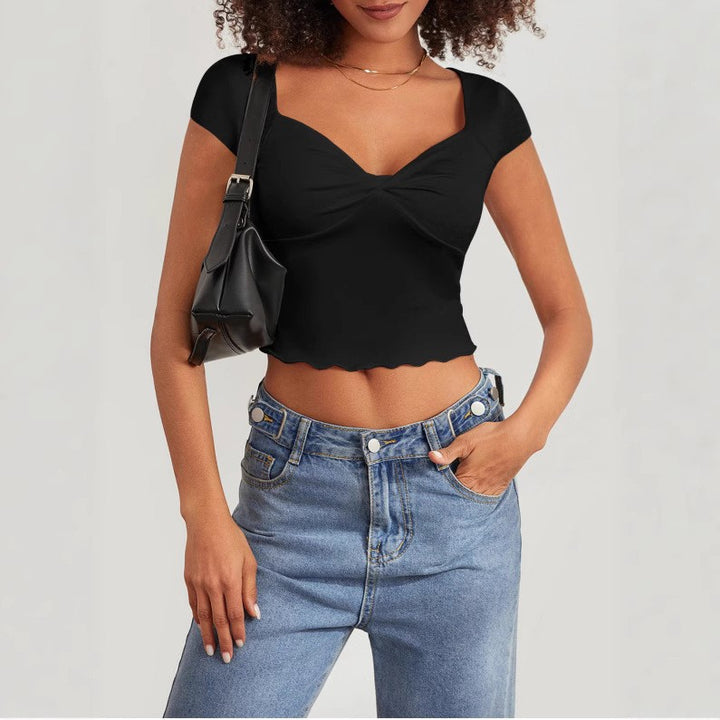 Damen Crop-Top mit herzförmigem Ausschnitt und Raffung Echo Archiv