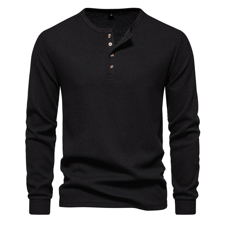 Herren Langarmshirt mit Knopfleiste und strukturiertem Design Echoarchiv
