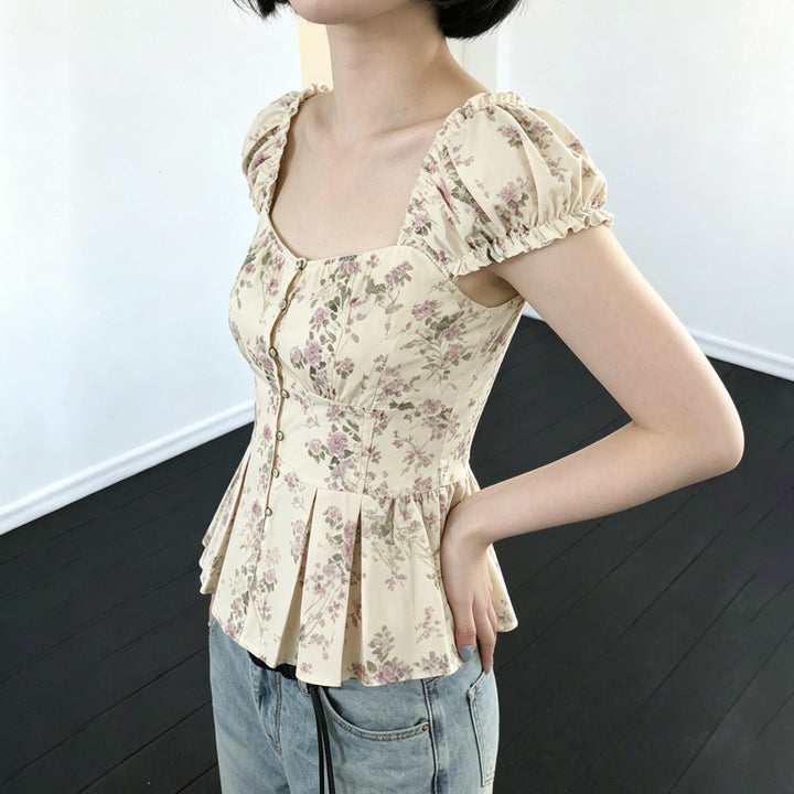 Damenbluse mit floralem Design und Rüschenärmeln Echo Archiv