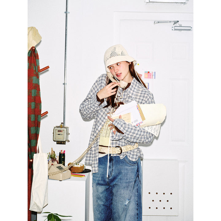 Unisex Karo-Relax-Hemd im Oversized-Look mit Brustpatch und Soft‑Touch Baumwollmix Echoarchiv