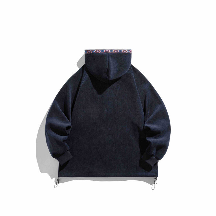 Unisex Oversize Kapuzen-Zipjacke aus geripptem French‑Terry mit Zierband Echoarchiv