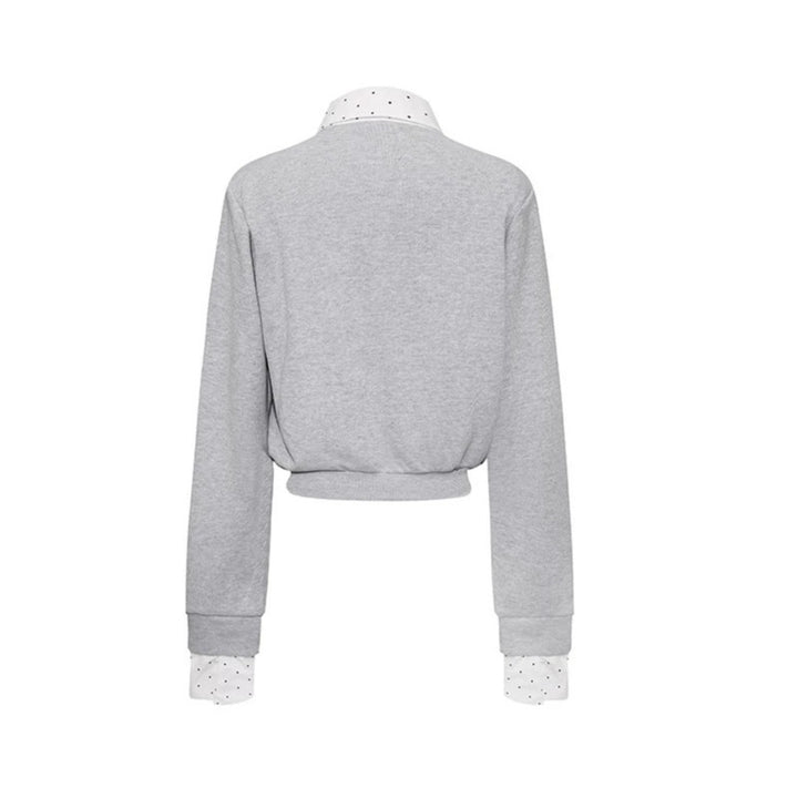 Damen Knopf-Sweatjacke mit eingesetztem Hemdkragen und Manschetten Echoarchiv