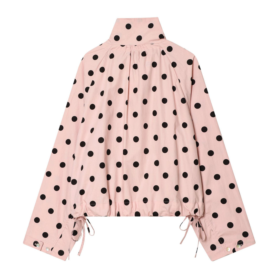 Damen Cropped-Übergangsjacke im Polka‑Dot‑Design mit kastiger Silhouette und Kapuze Echoarchiv