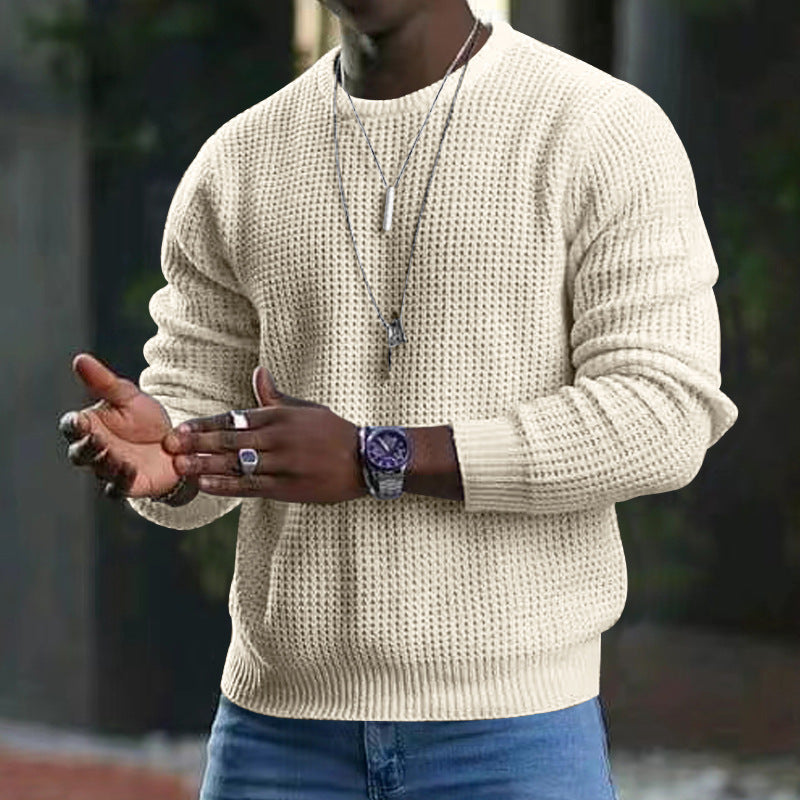Herren lässiger Strukturpullover mit modernem Waffelmuster Echoarchiv