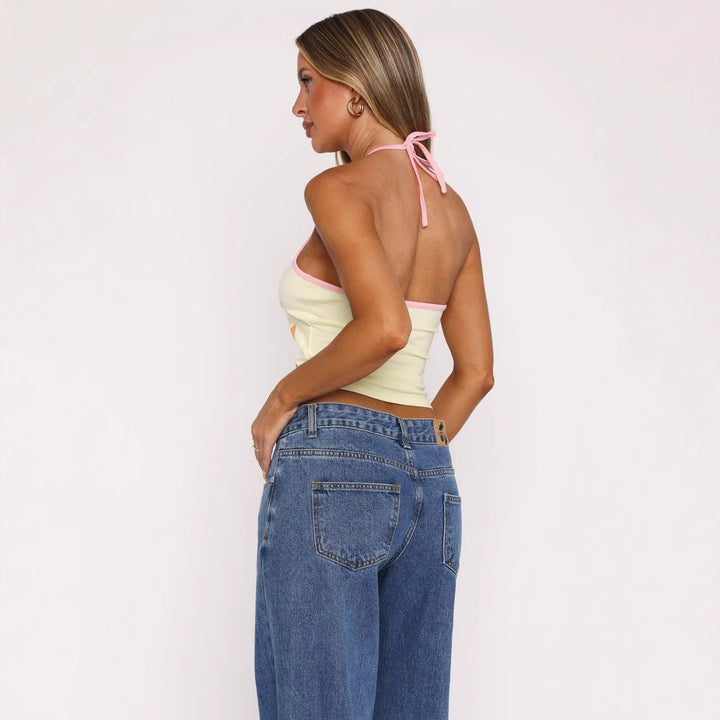 Damen Crop-Top mit floralem Druck und verstellbaren Trägern Echo Archiv