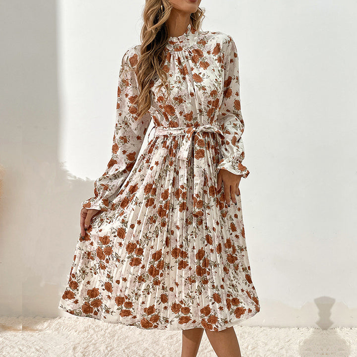 Damen Blumiges Midi-Kleid mit Gürtel und Rüschendetails Echo Archiv