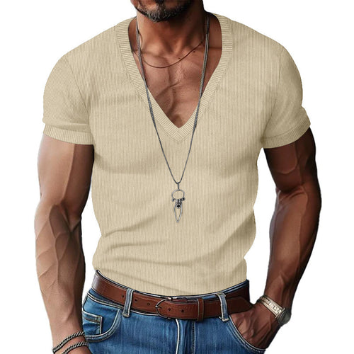 Herren Kurzarm V-Ausschnitt T-Shirt Echoarchiv