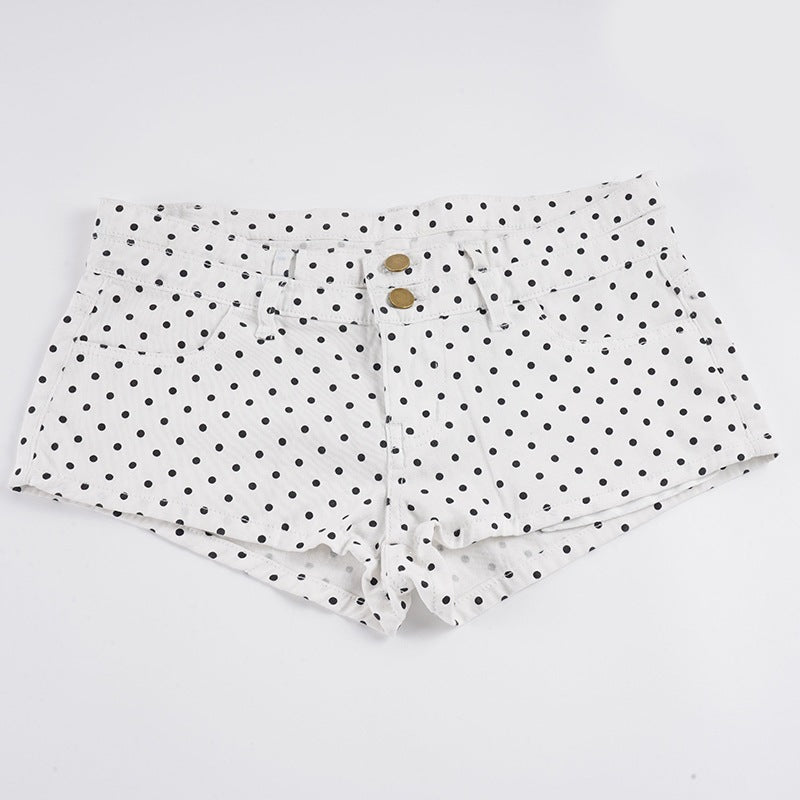 Damen Modische Shorts mit zeitgemäßem Punktedesign und hohem Bund Echo Archiv