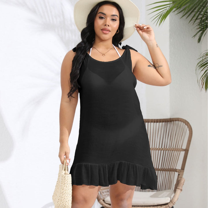 Damen lässiges Strandkleid mit Rüschensaum und Trägerdetail Echo Archiv