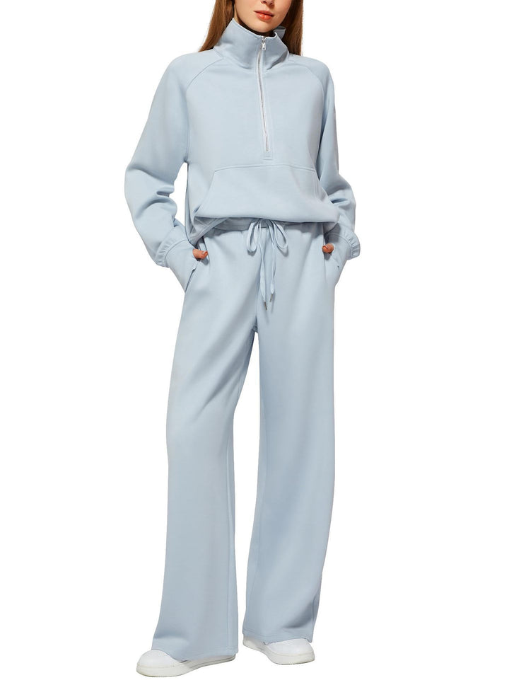 Damen nan halbzip Lounge-Set mit hohem Stehkragen, Kängurutasche und weiten Highwaist-Jogginghose Echo Archiv