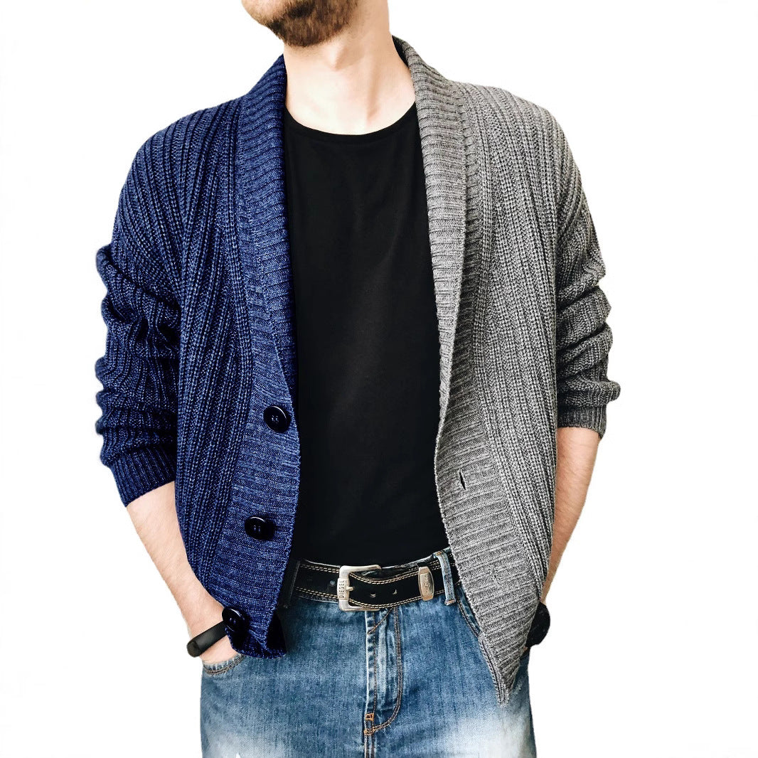Herren Grobstrick-Cardigan mit Schalkragen, Rippstruktur und markanten Knöpfen Echo Archiv