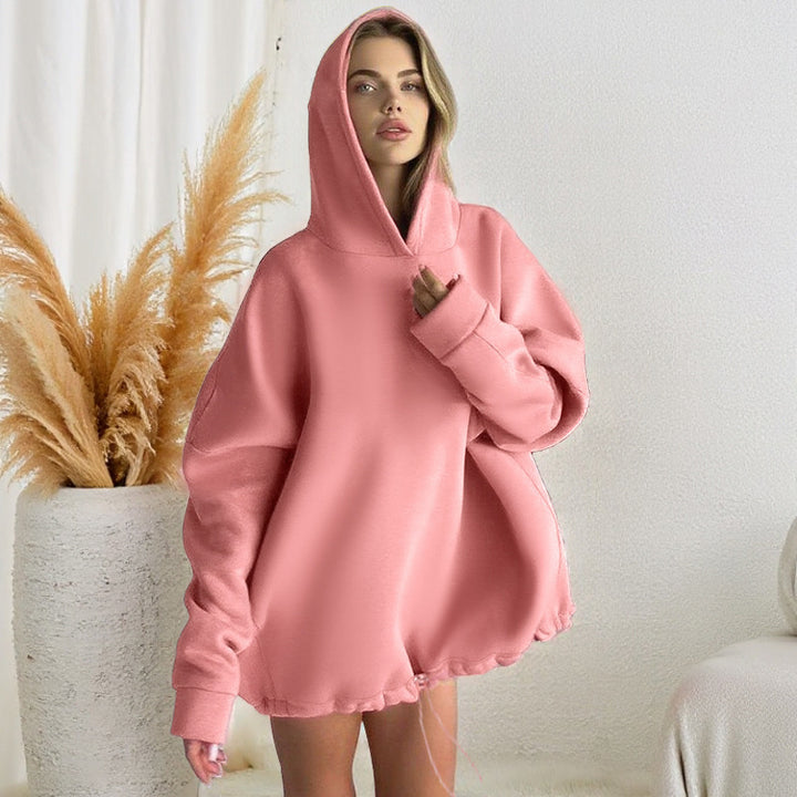 Damen Oversize-Kapuzenpullover mit verstellbarem Tunnelzugsaum – Avérine