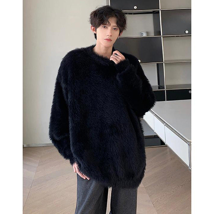 Damen Gemütlicher Oversized-Pullover mit flauschiger Textur Echoarchiv